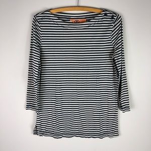 Tory Burch Navy Striped Boatneck Tee Shirt M 351